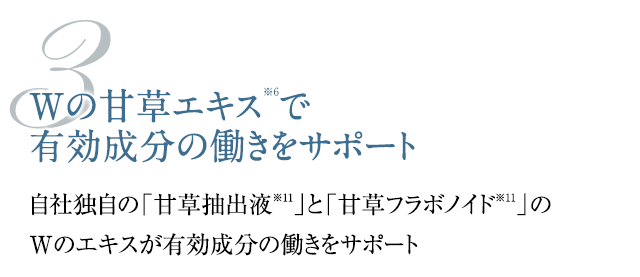 3・Wの甘草エキスで有効成分の働きをサポート