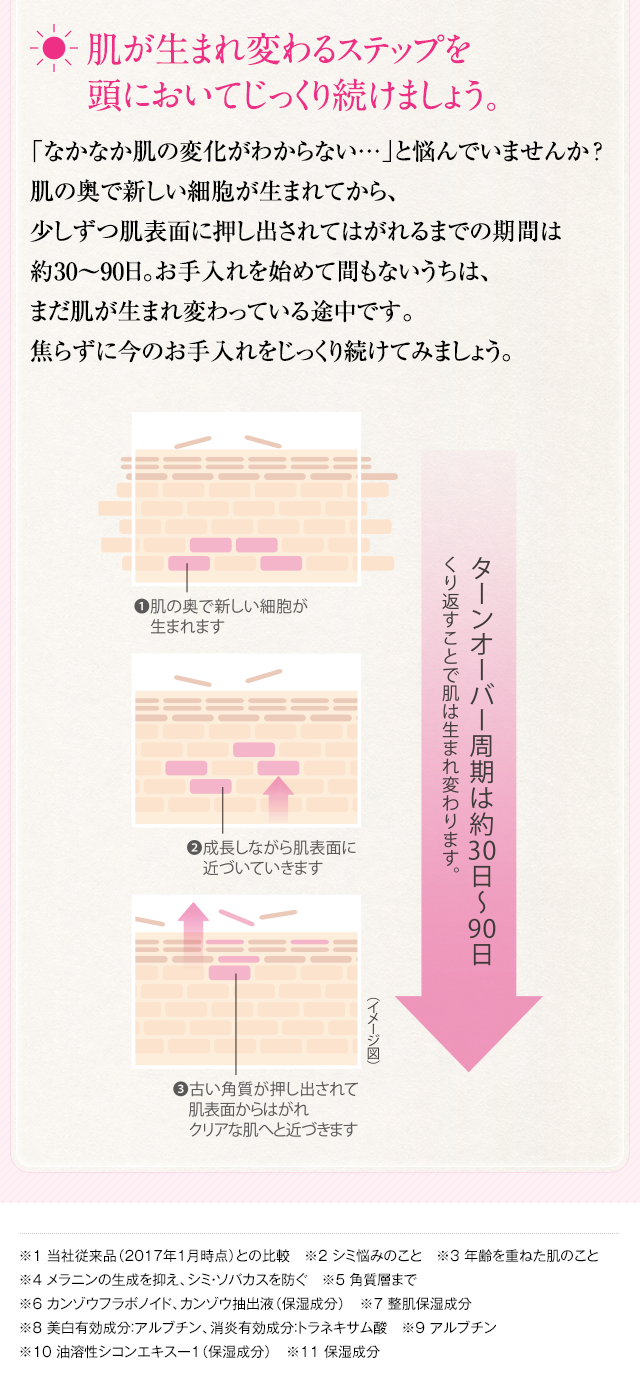 肌が生まれ変わるステップを頭においてじっくり続けましょう。